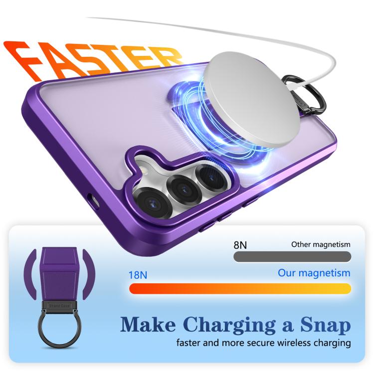 For Samsung Galaxy S25+ 5G Skin-Friendly D-Ring Holder Magnetic Shockproof Phone Case