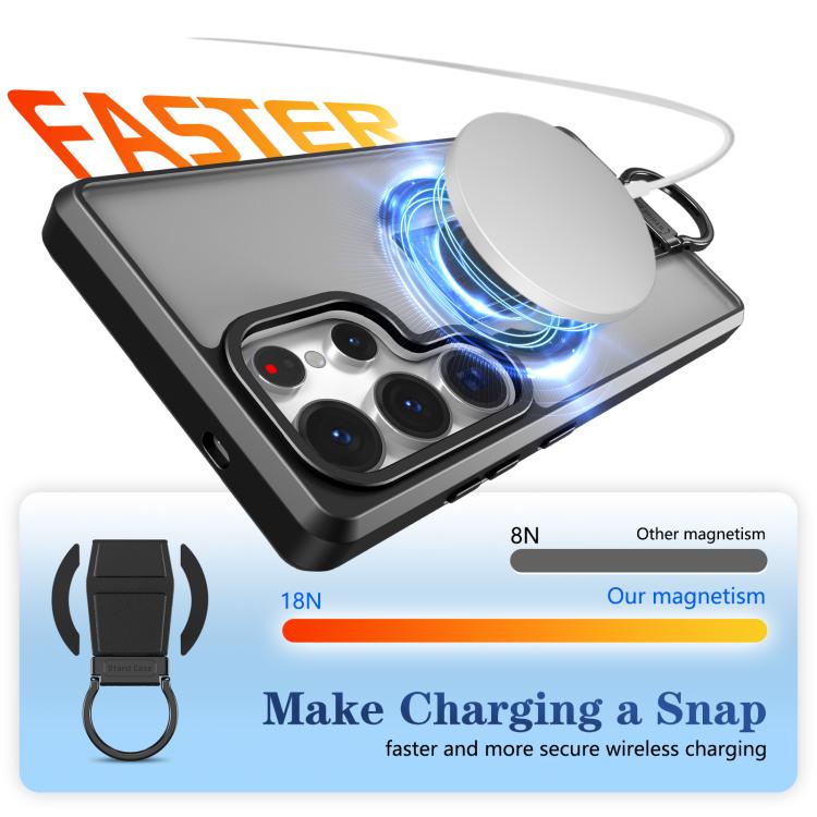 For Samsung Galaxy S25 Ultra 5G Skin-Friendly D-Ring Holder Magnetic Shockproof Phone Case