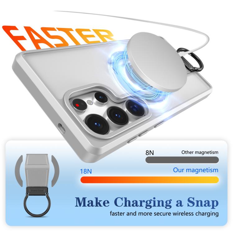 For Samsung Galaxy S25 Ultra 5G Skin-Friendly D-Ring Holder Magnetic Shockproof Phone Case