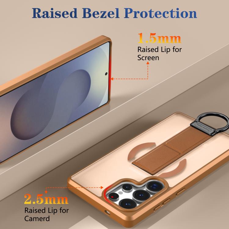 For Samsung Galaxy S25 Ultra 5G Skin-Friendly D-Ring Holder Magnetic Shockproof Phone Case