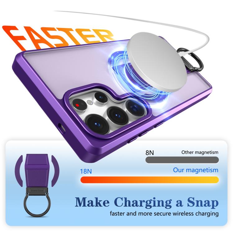For Samsung Galaxy S25 Ultra 5G Skin-Friendly D-Ring Holder Magnetic Shockproof Phone Case
