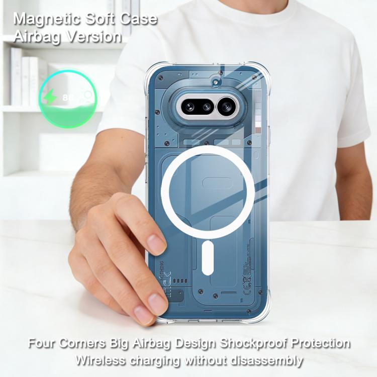 For Nothing Phone 4a imak Magnetic Shockproof Airbag TPU Phone Case - Transparent