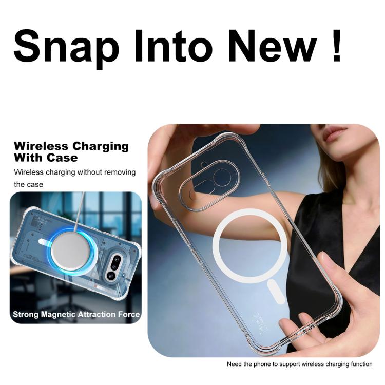 For Nothing Phone 4a imak Magnetic Shockproof Airbag TPU Phone Case - Transparent
