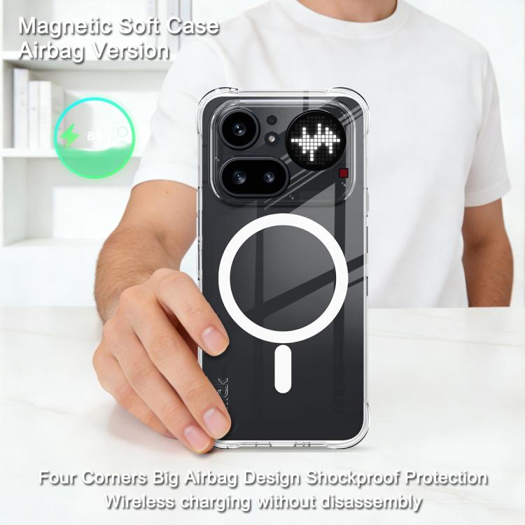 For Nothing Phone 4a Pro imak Magnetic Shockproof Airbag TPU Phone Case - Transparent