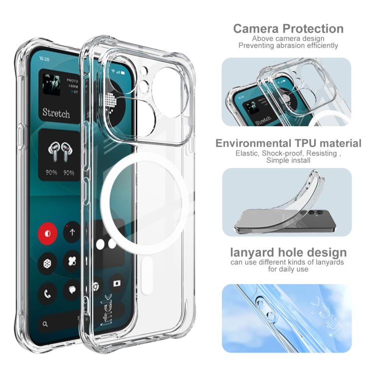 For Nothing Phone 4a Pro imak Magnetic Shockproof Airbag TPU Phone Case - Transparent