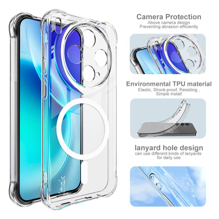 For vivo X300 imak Magnetic Shockproof Airbag TPU Phone Case - Transparent