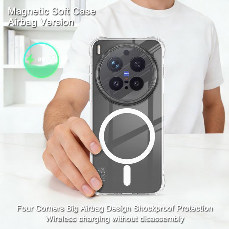 For vivo X300 Pro imak Magnetic Shockproof Airbag TPU Phone Case - Transparent