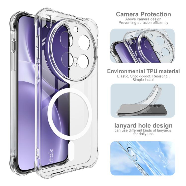For vivo X300 Pro imak Magnetic Shockproof Airbag TPU Phone Case - Transparent