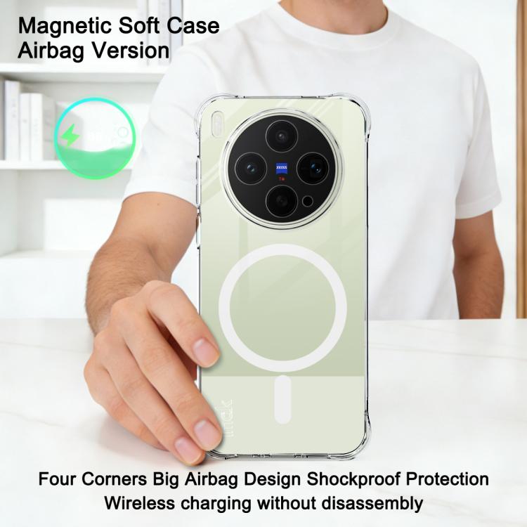 For vivo X300s imak Magnetic Shockproof Airbag TPU Phone Case - Transparent