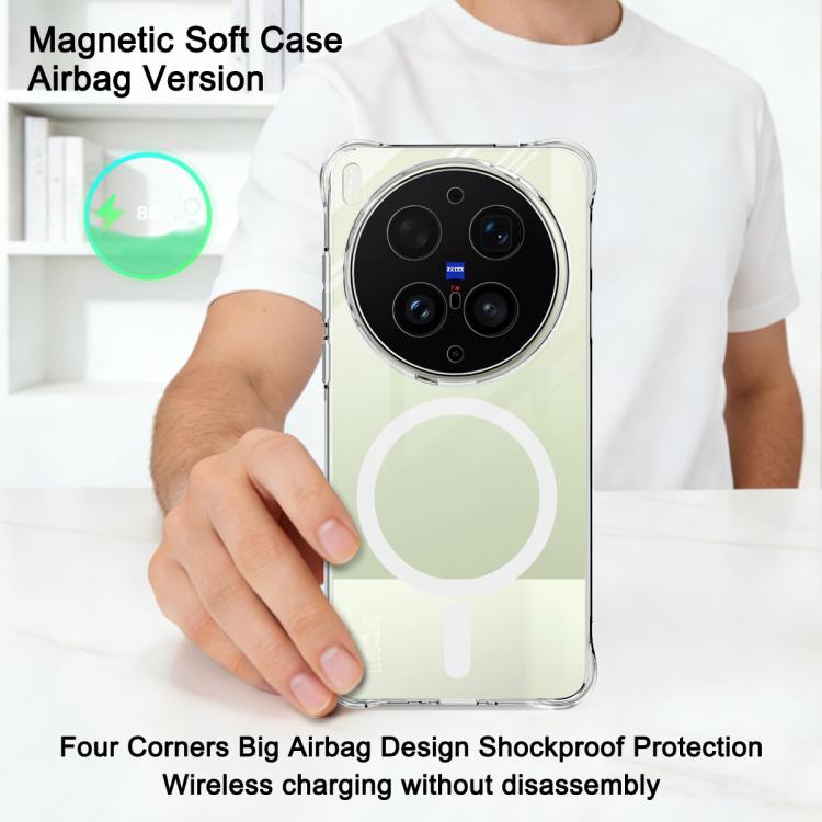 For vivo X300 Ultra imak Magnetic Shockproof Airbag TPU Phone Case - Transparent