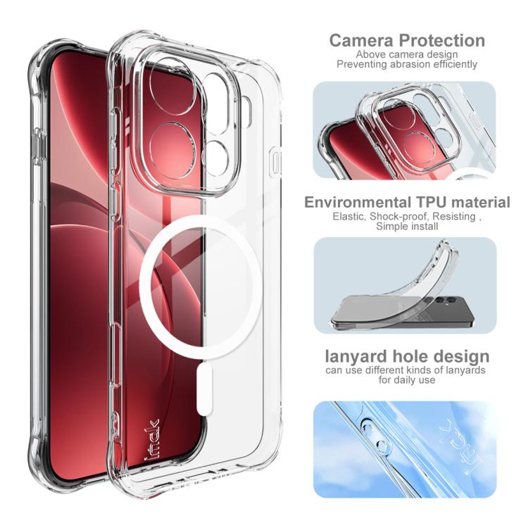 For OPPO Find X9 Pro imak Magnetic Shockproof Airbag TPU Phone Case - Transparent