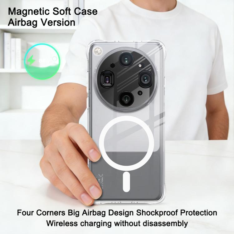 For OPPO Find X9 Ultra 5G imak Magnetic Shockproof Airbag TPU Phone Case - Transparent