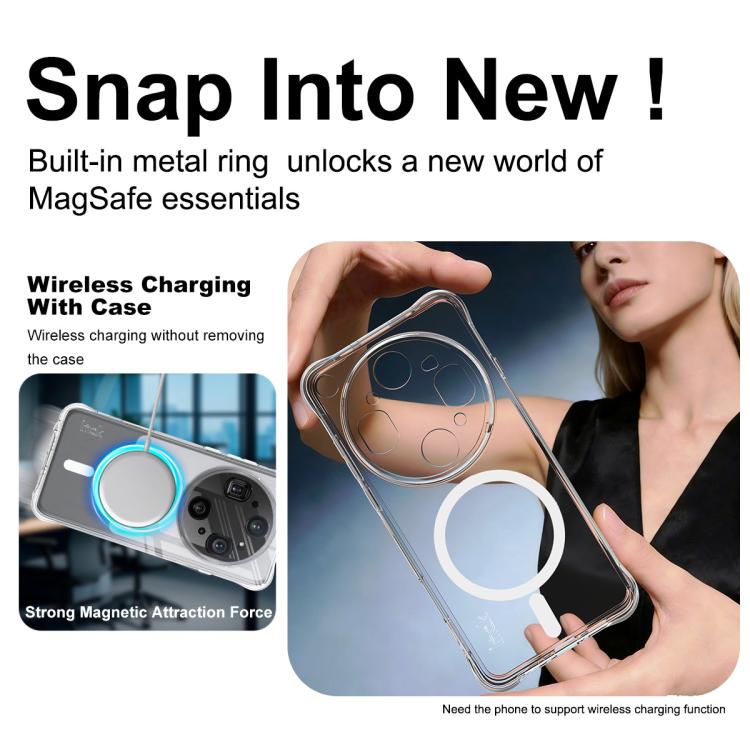 For OPPO Find X9 Ultra 5G imak Magnetic Shockproof Airbag TPU Phone Case - Transparent