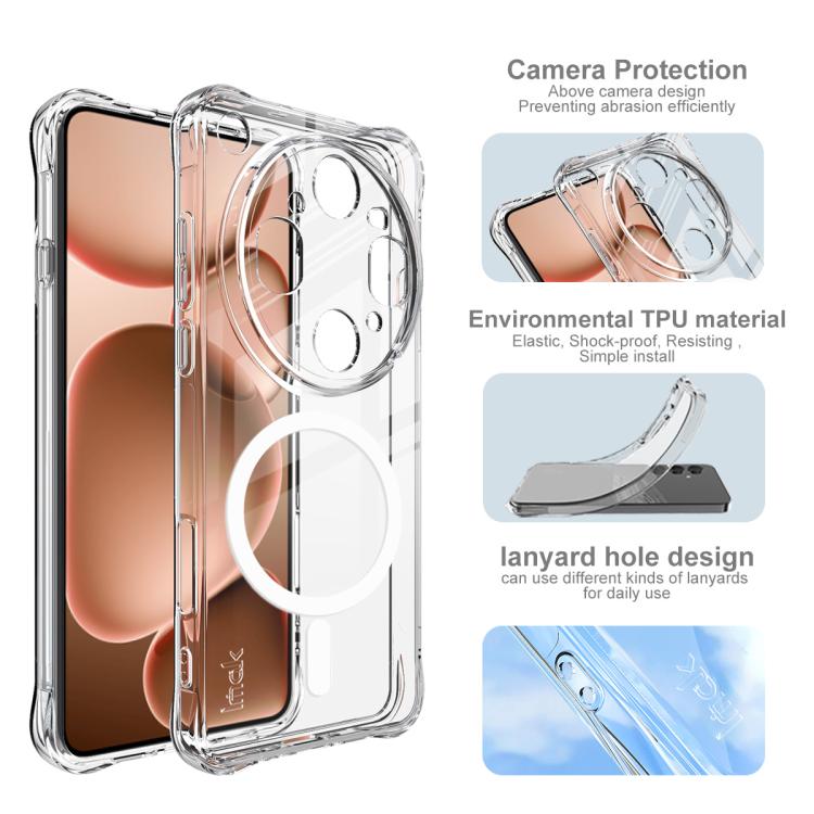 For OPPO Find X9 Ultra 5G imak Magnetic Shockproof Airbag TPU Phone Case - Transparent