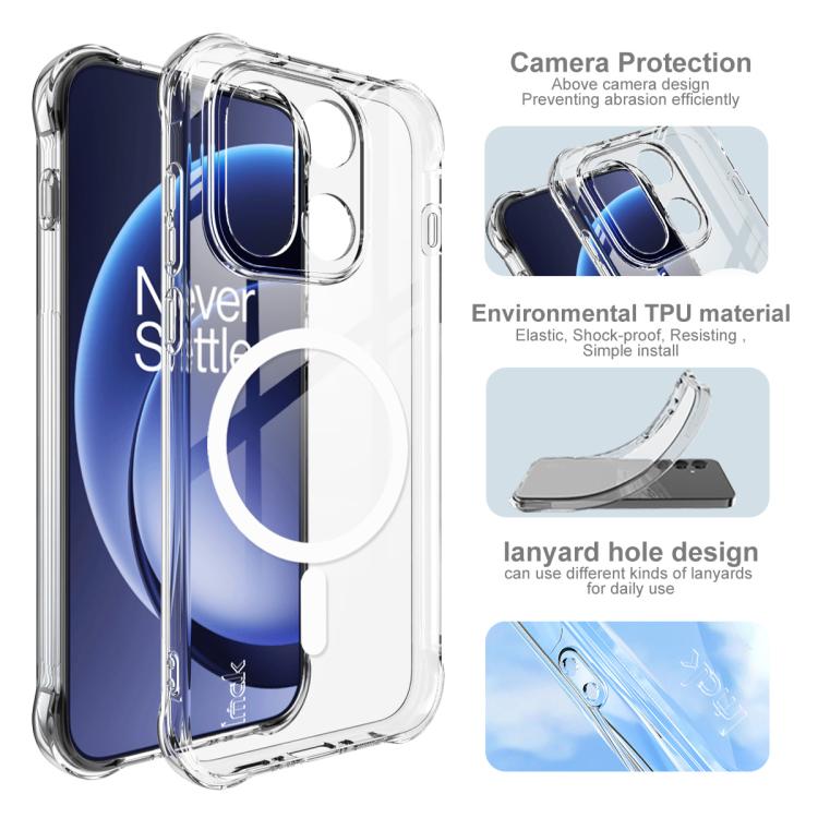 For OnePlus 15 imak Magnetic Shockproof Airbag TPU Phone Case - Transparent