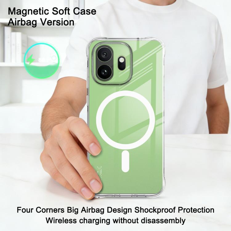 For OnePlus 15T imak Magnetic Shockproof Airbag TPU Phone Case - Transparent