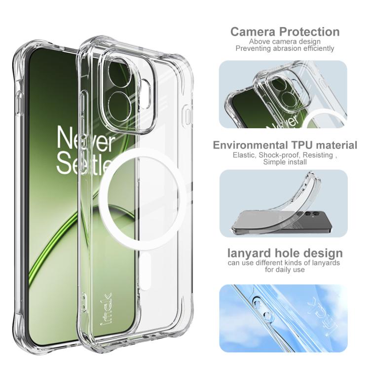 For OnePlus 15T imak Magnetic Shockproof Airbag TPU Phone Case - Transparent