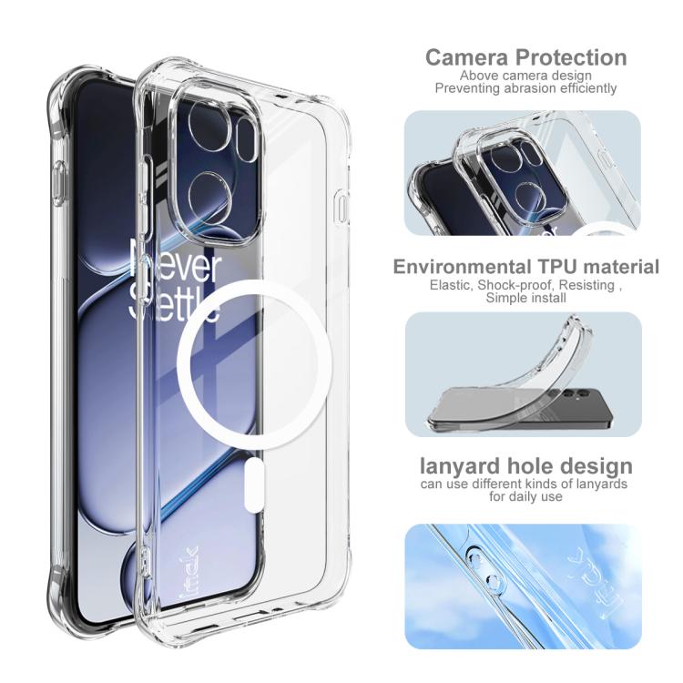 For OnePlus Ace 6 / Ace 6T / 15R imak Magnetic Shockproof Airbag TPU Phone Case - Transparent