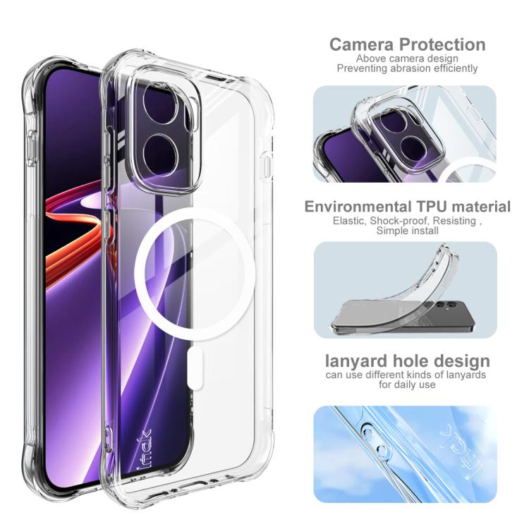 For OnePlus Ace 6 Ultra imak Magnetic Shockproof Airbag TPU Phone Case - Transparent