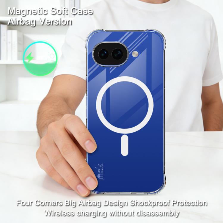 For Google Pixel 10a imak Magnetic Shockproof Airbag TPU Phone Case - Transparent