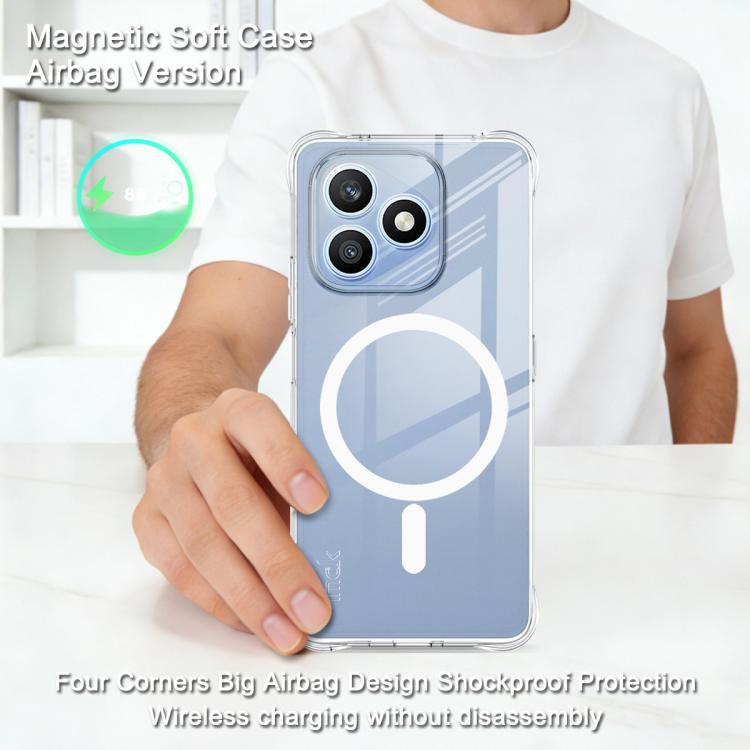 For Honor X8d 4G imak Magnetic Shockproof Airbag TPU Phone Case - Transparent