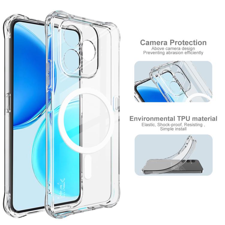 For Honor X8d 4G imak Magnetic Shockproof Airbag TPU Phone Case - Transparent