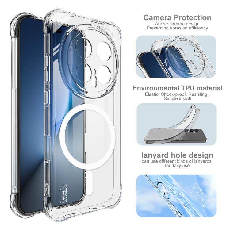 For Honor Magic8 Pro imak Magnetic Shockproof Airbag TPU Phone Case - Transparent