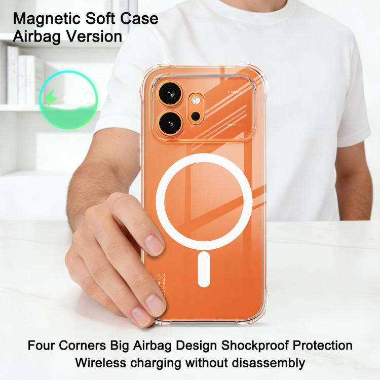 For Honor 600 Global imak Magnetic Shockproof Airbag TPU Phone Case - Transparent