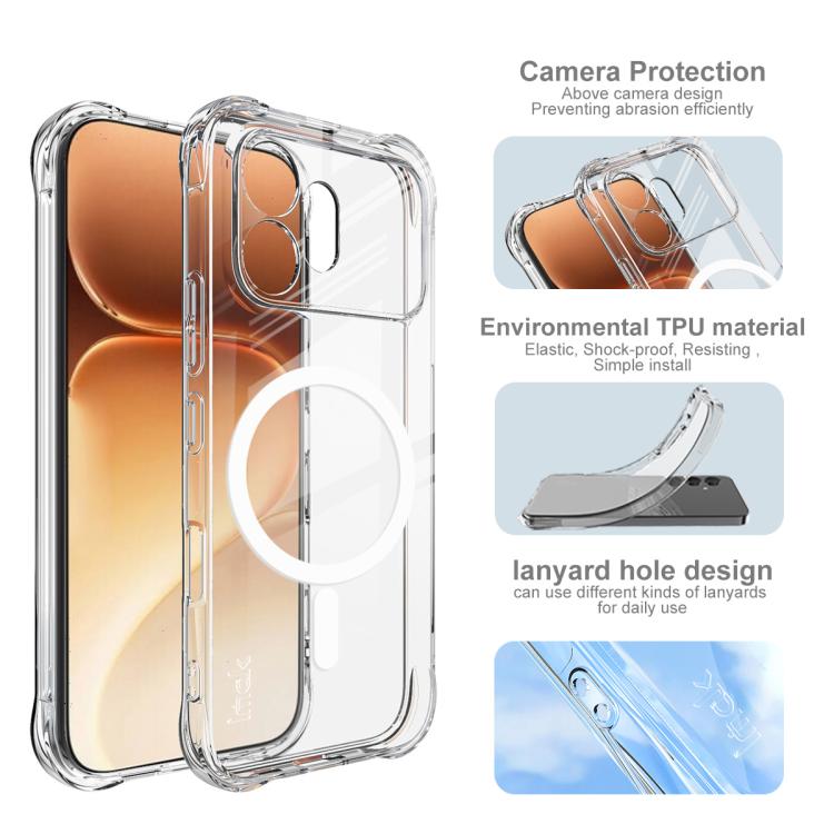 For Honor 600 Global imak Magnetic Shockproof Airbag TPU Phone Case - Transparent