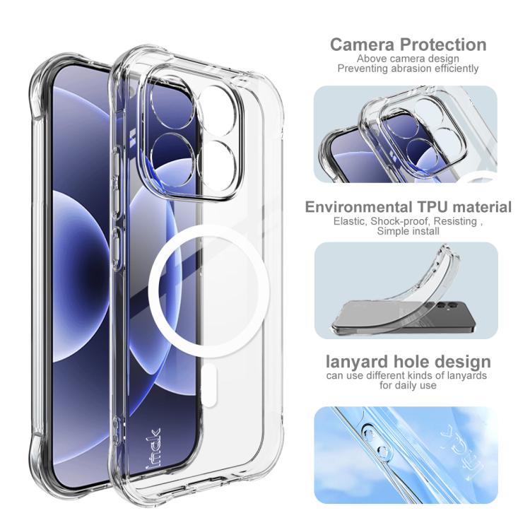 For Xiaomi 17 imak Magnetic Shockproof Airbag TPU Phone Case - Transparent