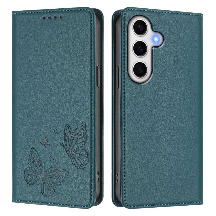 For Galaxy A05s 4G / F14 4G Strong Magnetic Dual Butterfly RFID Vegan Leather Phone Case