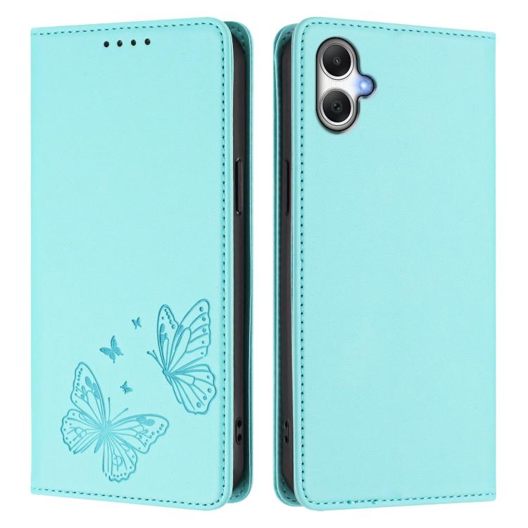 For Galaxy A05 4G / M05 4G / F05 4G Strong Magnetic Dual Butterfly RFID Vegan Leather Phone Case
