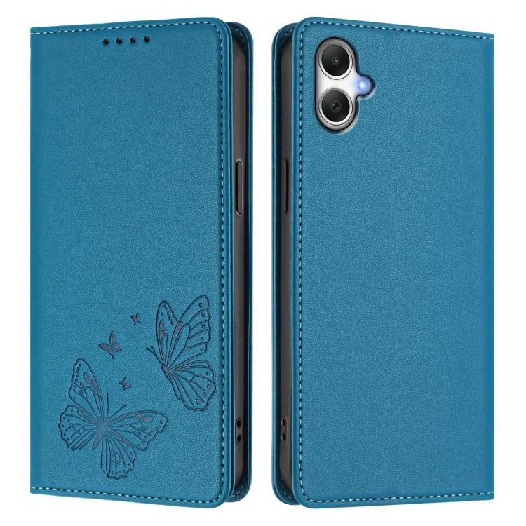 For Galaxy A06 / A07 Strong Magnetic Dual Butterfly RFID Vegan Leather Phone Case