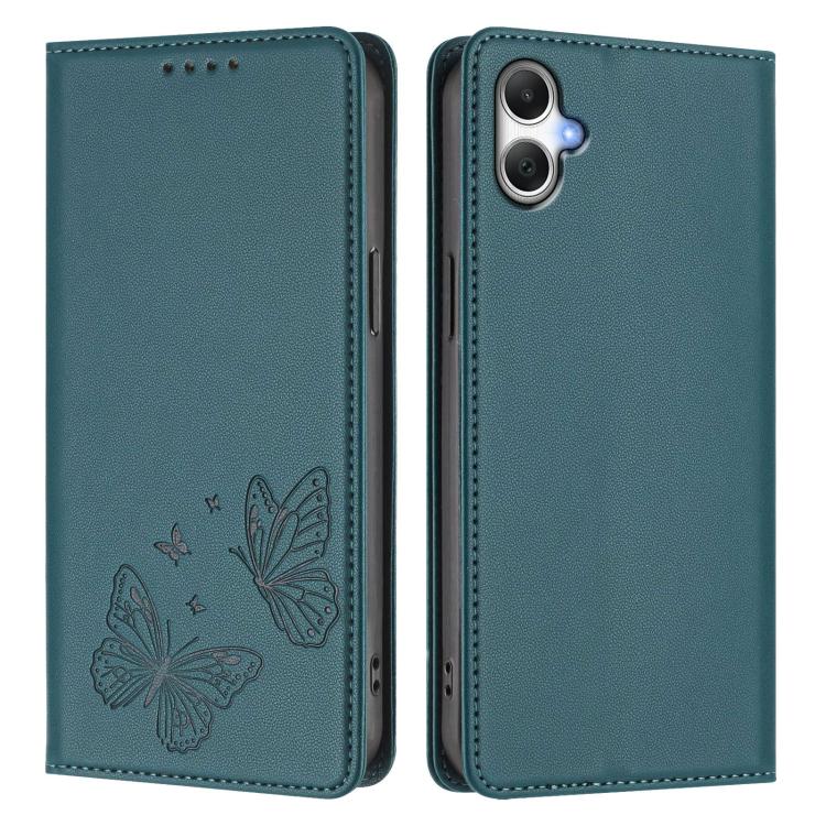 For Galaxy A06 / A07 Strong Magnetic Dual Butterfly RFID Vegan Leather Phone Case