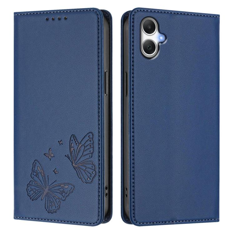 For Galaxy A06 / A07 Strong Magnetic Dual Butterfly RFID Vegan Leather Phone Case