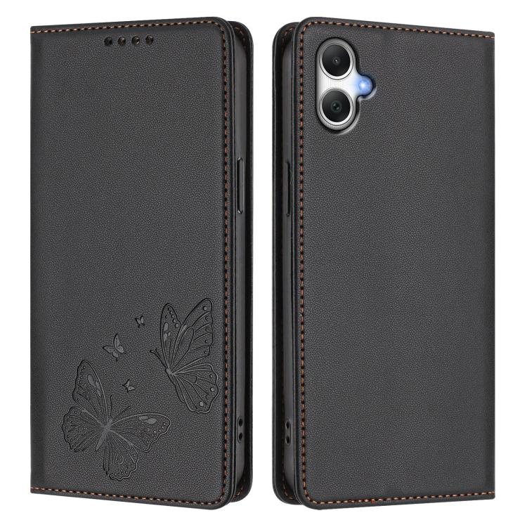 For Galaxy A06 / A07 Strong Magnetic Dual Butterfly RFID Vegan Leather Phone Case