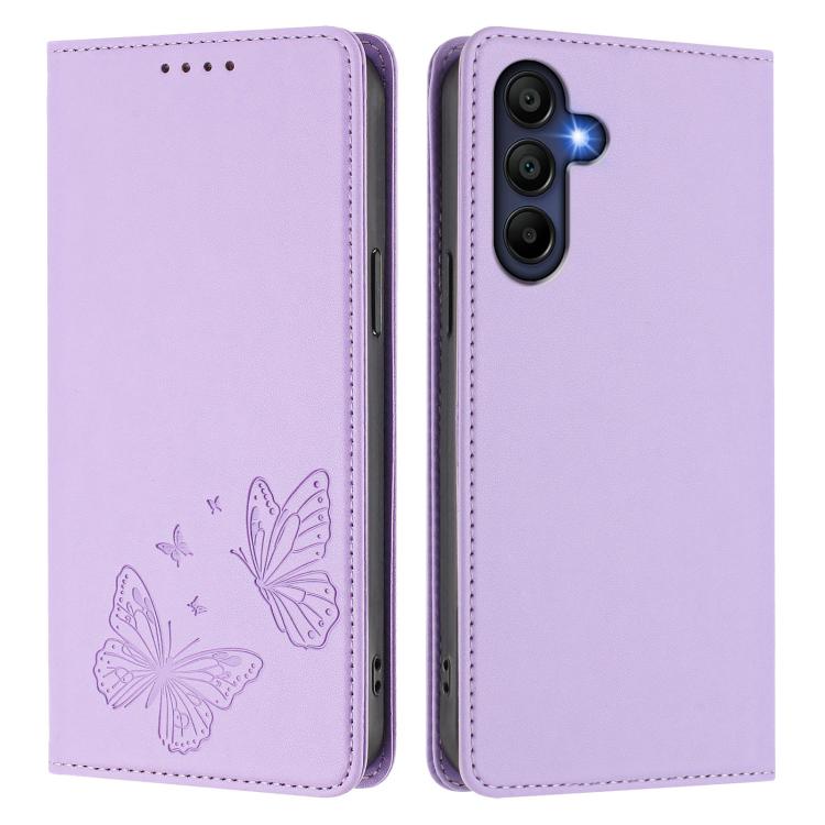 For Galaxy A16 4G / 5G Strong Magnetic Dual Butterfly RFID Vegan Leather Phone Case