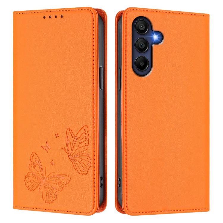 For Galaxy A16 4G / 5G Strong Magnetic Dual Butterfly RFID Vegan Leather Phone Case