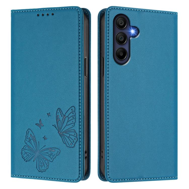 For Galaxy A16 4G / 5G Strong Magnetic Dual Butterfly RFID Vegan Leather Phone Case