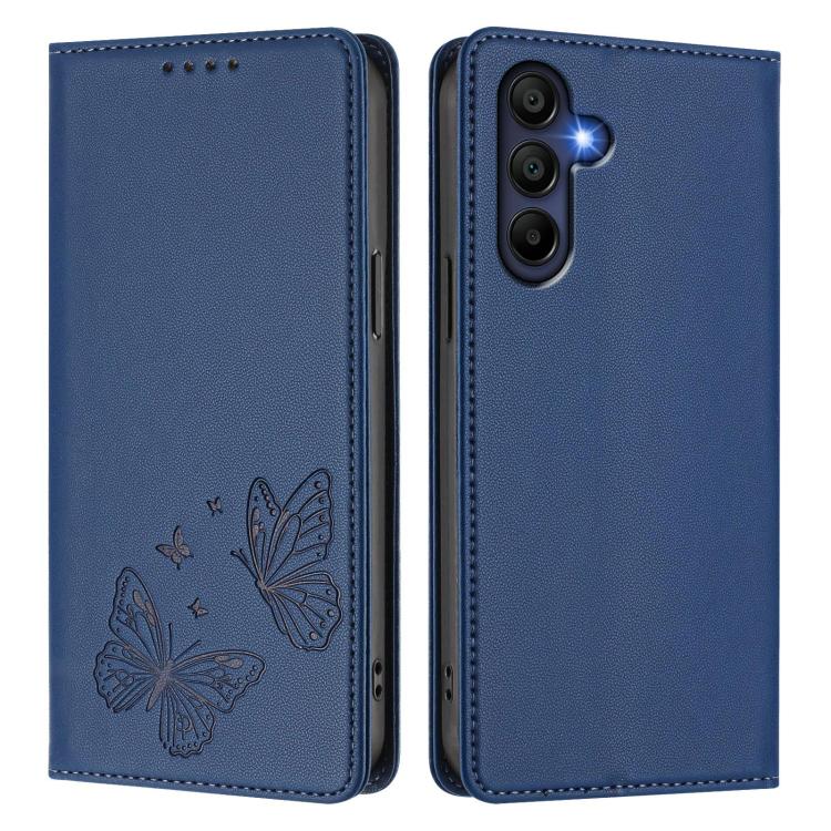 For Galaxy A16 4G / 5G Strong Magnetic Dual Butterfly RFID Vegan Leather Phone Case