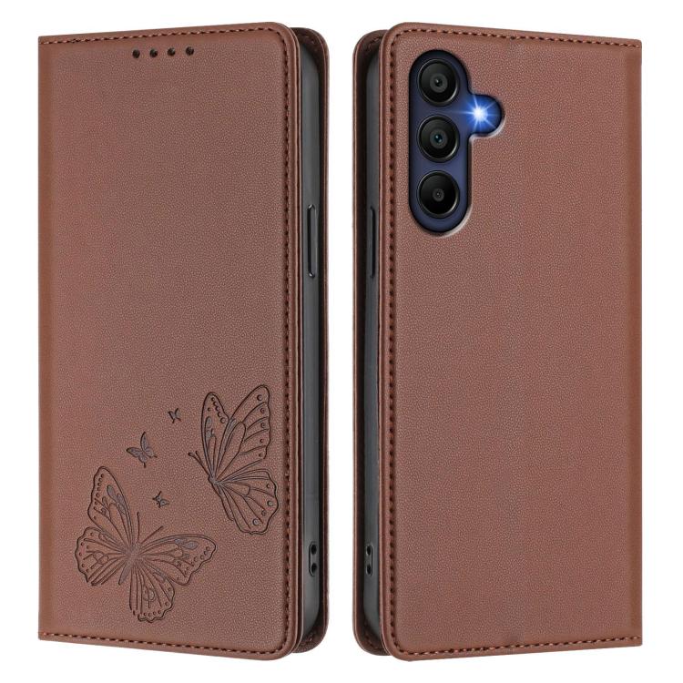 For Galaxy A16 4G / 5G Strong Magnetic Dual Butterfly RFID Vegan Leather Phone Case
