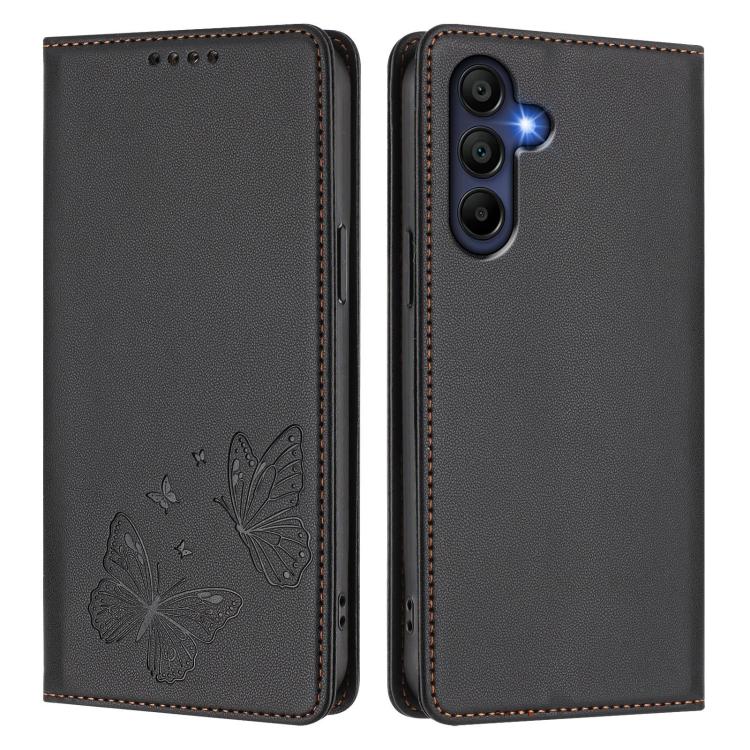 For Galaxy A16 4G / 5G Strong Magnetic Dual Butterfly RFID Vegan Leather Phone Case