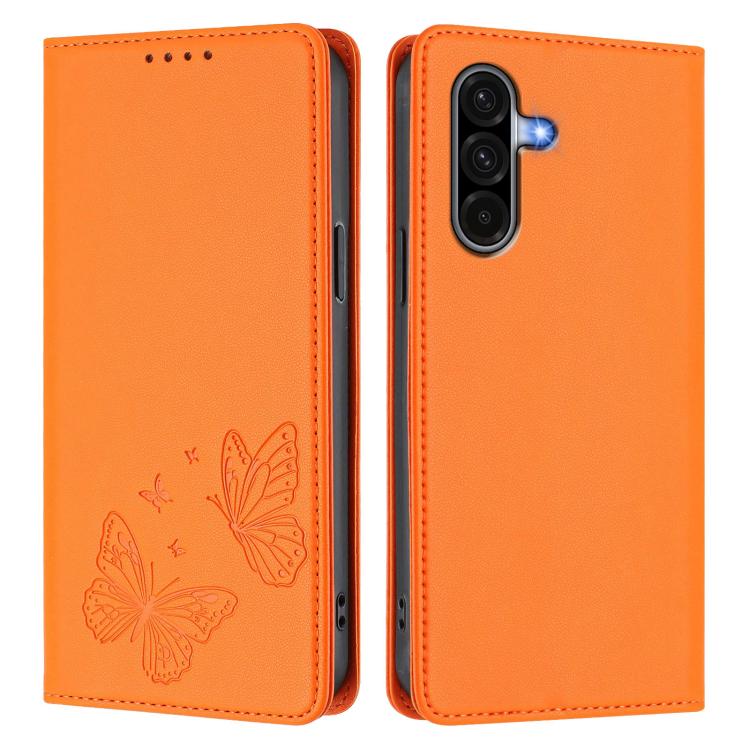 For Galaxy A17 / A26 5G Strong Magnetic Dual Butterfly RFID Vegan Leather Phone Case