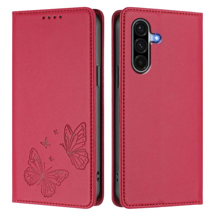 For Galaxy A17 / A26 5G Strong Magnetic Dual Butterfly RFID Vegan Leather Phone Case