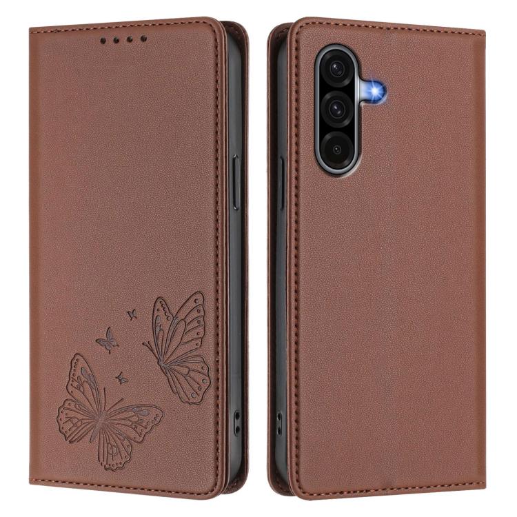 For Galaxy A17 / A26 5G Strong Magnetic Dual Butterfly RFID Vegan Leather Phone Case