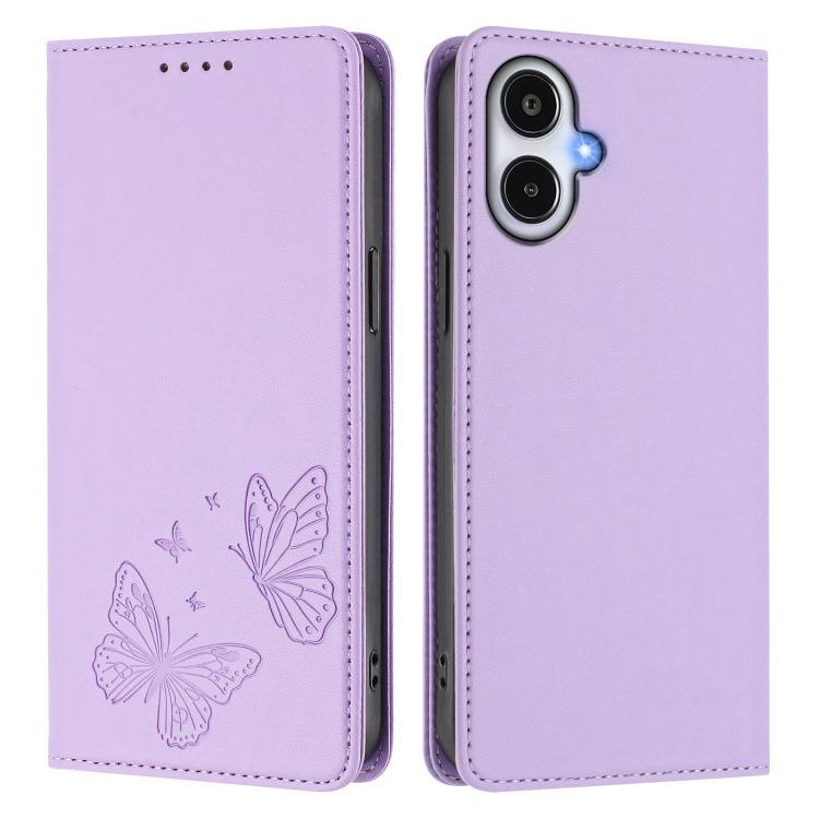 For Galaxy A25e Strong Magnetic Dual Butterfly RFID Vegan Leather Phone Case