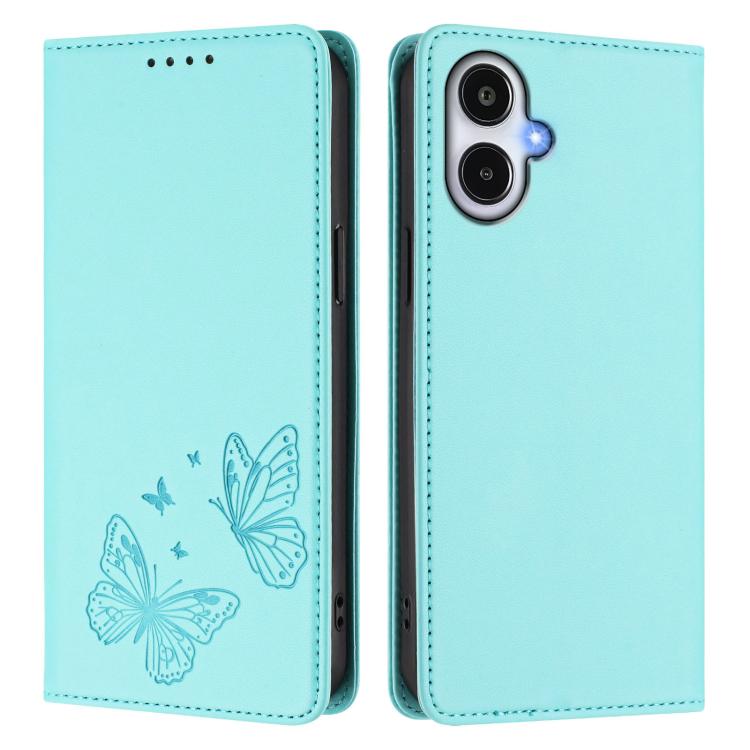 For Galaxy A25e Strong Magnetic Dual Butterfly RFID Vegan Leather Phone Case