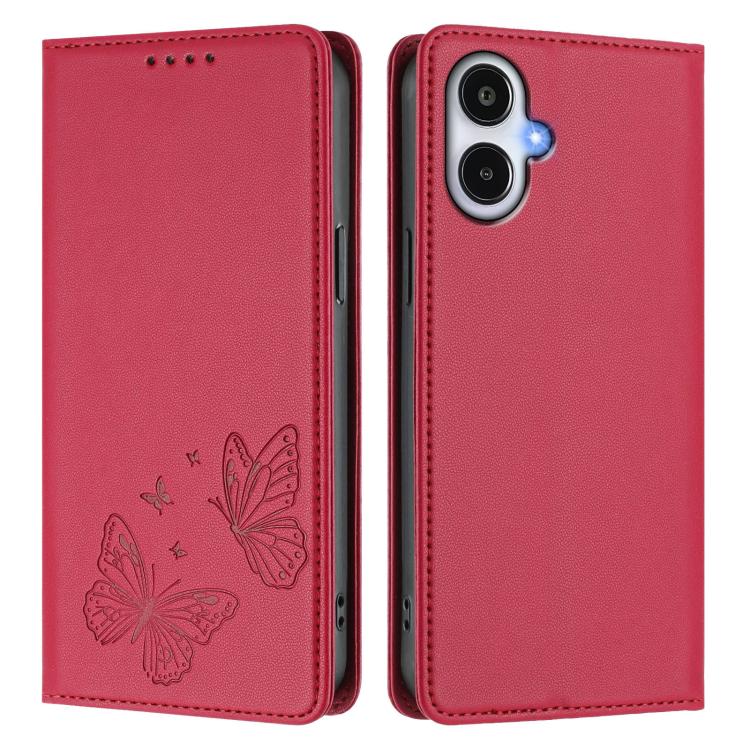 For Galaxy A25e Strong Magnetic Dual Butterfly RFID Vegan Leather Phone Case