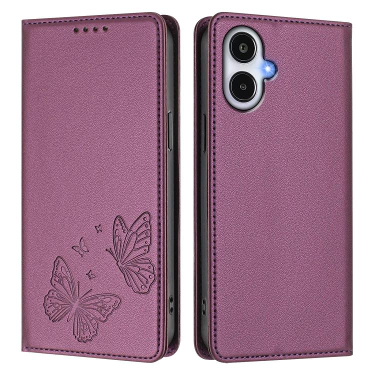 For Galaxy A25e Strong Magnetic Dual Butterfly RFID Vegan Leather Phone Case