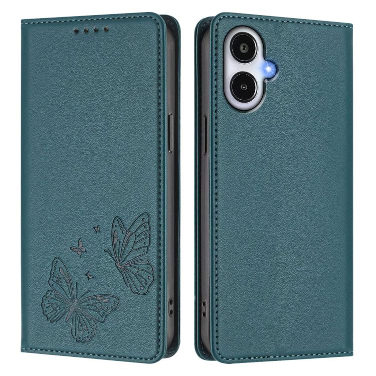 For Galaxy A25e Strong Magnetic Dual Butterfly RFID Vegan Leather Phone Case